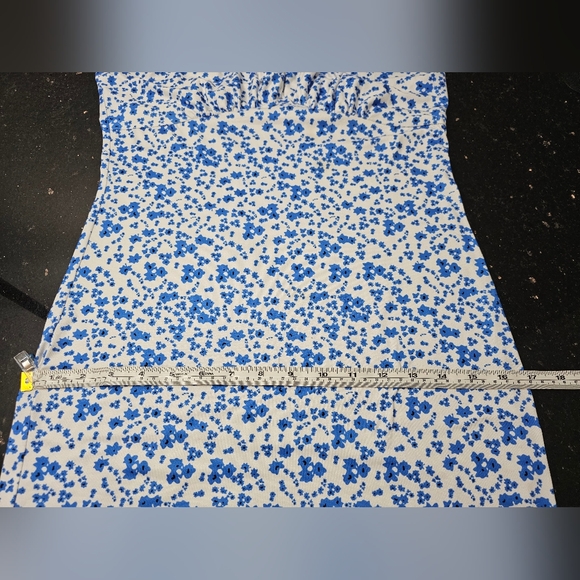 SHEIN Midi White /Blue Floral Drawstring Cami Dress Very Soft High Stretch Small - Picture 9 of 12
